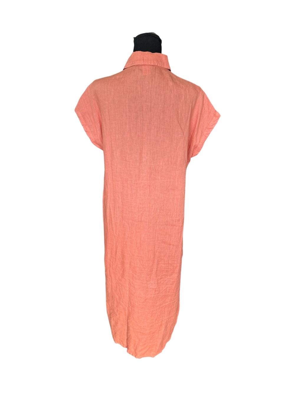 XCVI Coral 100% Linen Button Front Maxi Shirt Dress Size M Coastal Resort P56 - Picture 2 of 7